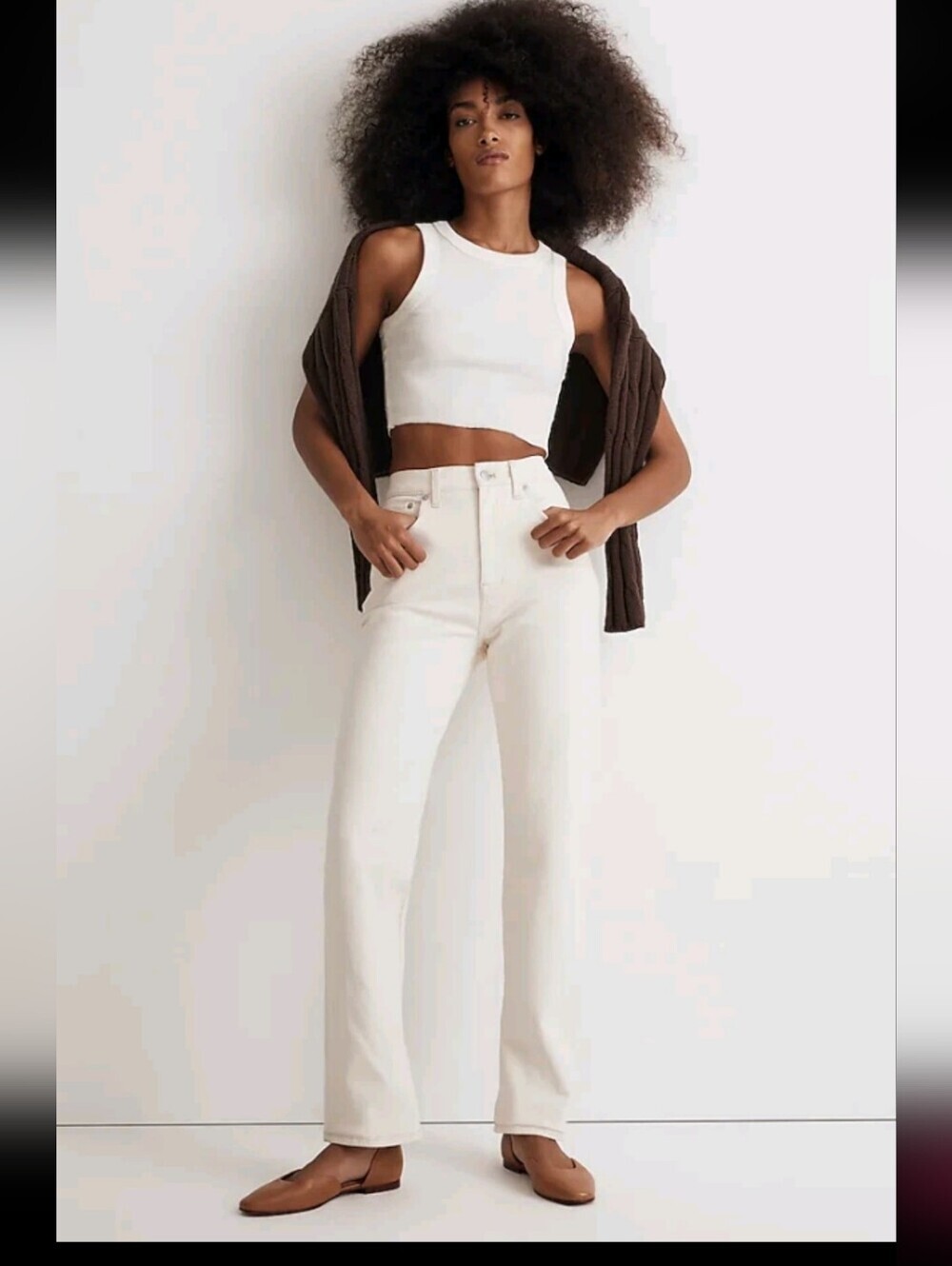 Madewell High-Rise 90s Straight Jeans, Size 26, Cream Color